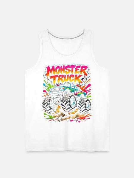 Monster Truck Neon Splash - Men's Premium Tank - white