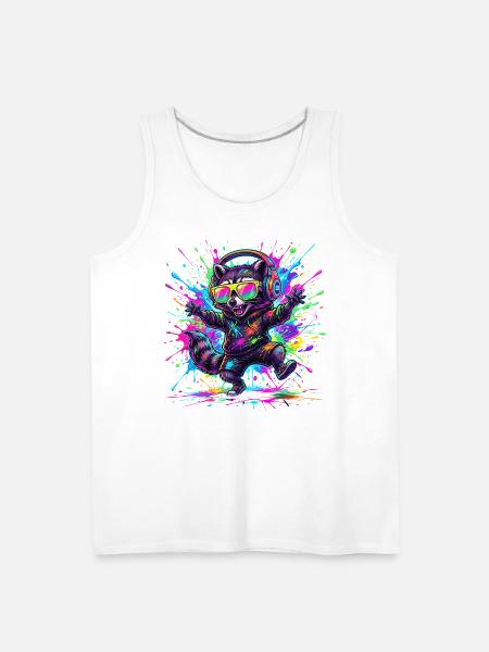 Raccoon Rave Neon Splash - Men's Premium Tank - white