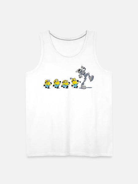 Minions In A Row With Robot - Men's Premium Tank - white