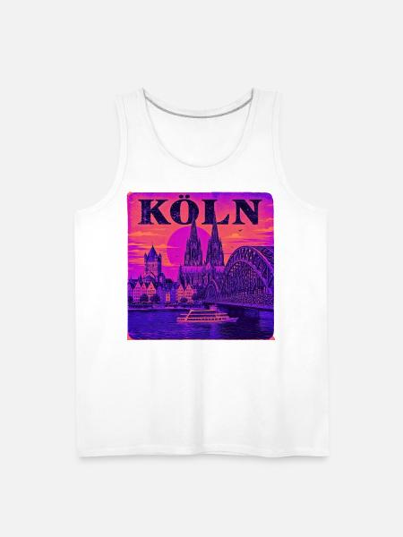 Koeln-Skyline-Retro-Sunset-Art-Print-Cologne-Köln - Men's Premium Tank - white