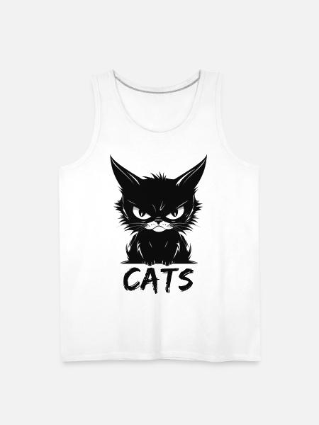 Cats Cute Annoyed Cat Face - Men's Premium Tank - white