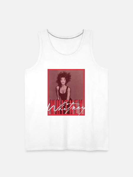 Whitney Houston Photo With Autograph And Nameplate - Men's Premium Tank - white