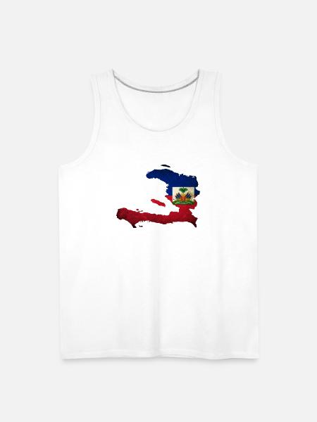 Haiti Flag Map - Men's Premium Tank - white