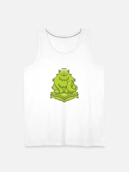 Green Buddha Cat - Men's Premium Tank - white
