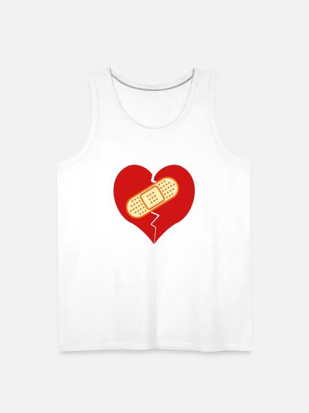 broken heart with bandaid - Men's Premium Tank - white