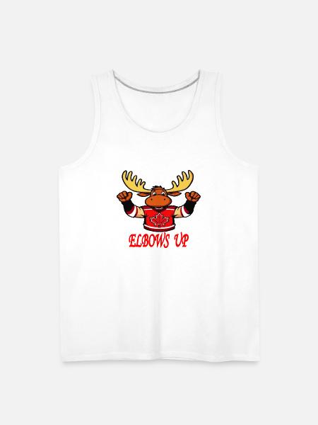 Elbows Up - Canada Hockey Moose - Men's Premium Tank - white