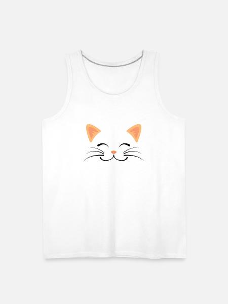 Floating Cat Face - Men's Premium Tank - white