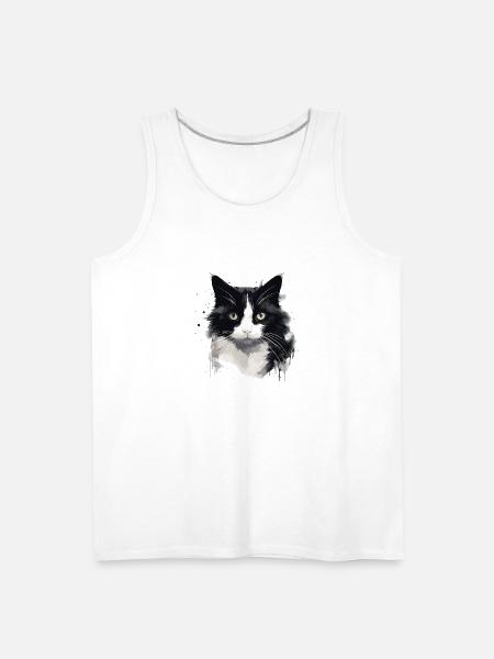 Tuxedo Cat Face - Men's Premium Tank - white