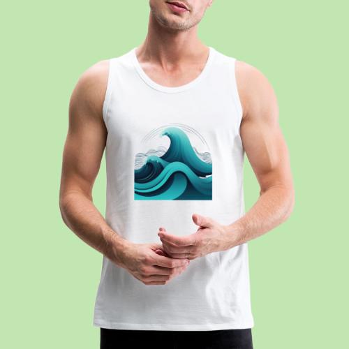 Dynamic Ocean Wave Illustration - Men's Premium Tank