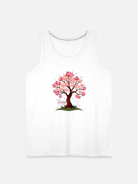 Sakura,Cherry Blossoms Spring Illustration - Men's Premium Tank - white