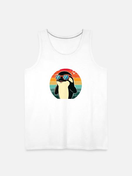 Penguin in Sunset Sunglasses - Men's Premium Tank - white