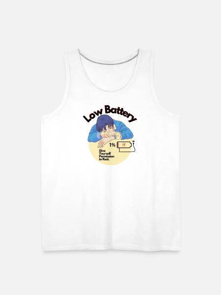 Permission to Rest Battery - Men's Premium Tank - white