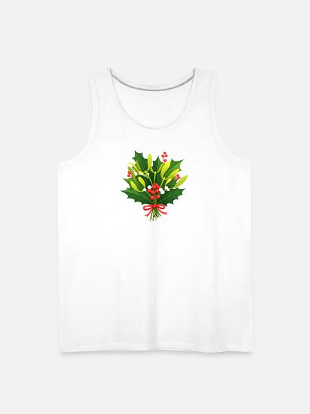 Festive Holly Botanical Design - Men's Premium Tank - white