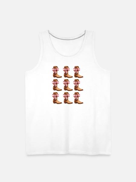 Cowgirl Boots and Pink Bows Rodeo - Men's Premium Tank - white