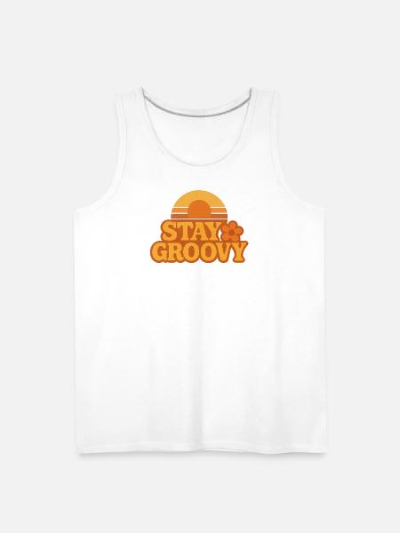 Retro Sunset Stay Groovy Graphic - Men's Premium Tank - white