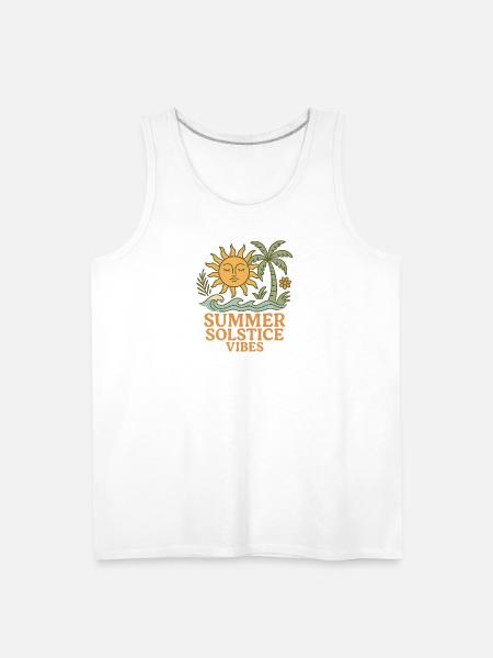 Summer Solstice Vibes Sun and Palm Design - Men's Premium Tank - white