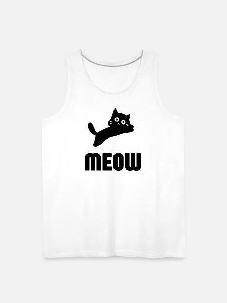 Whimsical Cat Face Illustration - Men's Premium Tank - white