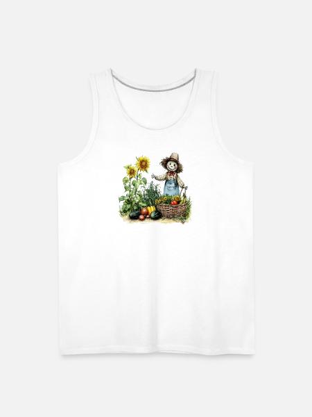 Harvest Sunflower Scarecrow - Men's Premium Tank - white