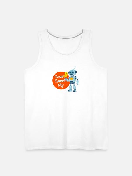 Robot and Bird Tweet Duo - Men's Premium Tank - white