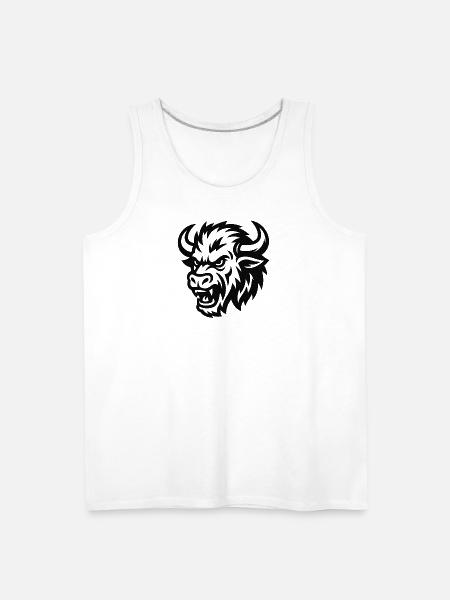 Tribal Bison Head Silhouette - Men's Premium Tank - white