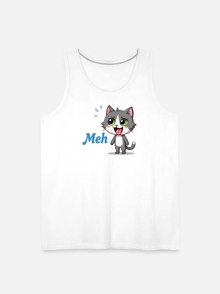 Meh – Funny Cat Meme - Men's Premium Tank - white