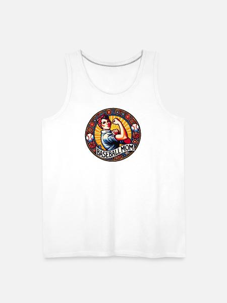 Baseball Mom 1970s Emblem - Men's Premium Tank - white
