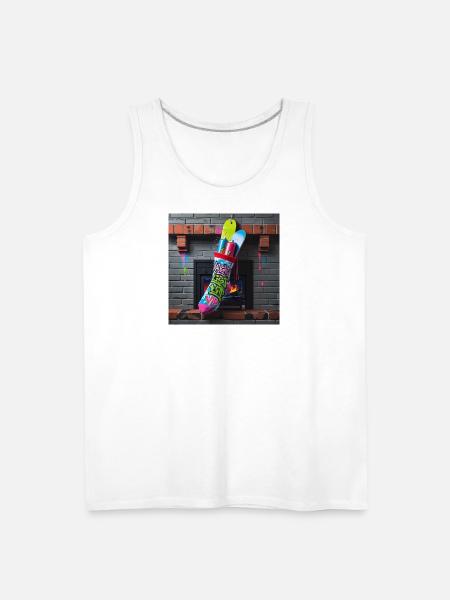 Naughty List Graffiti Sock - Men's Premium Tank - white