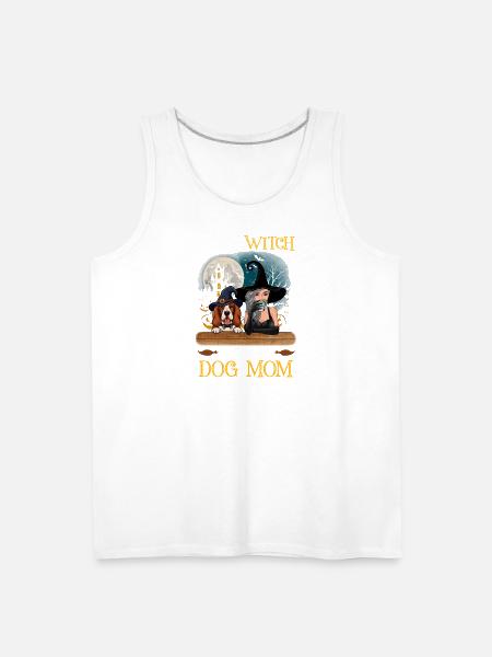 Witch Dog Mom Heart - Men's Premium Tank - white