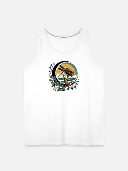 Moonlit Dragonfly & Sunflowers - Men's Premium Tank - white
