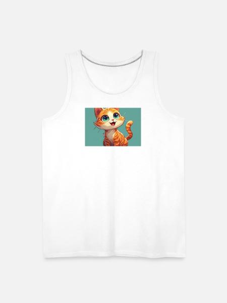 Happy Orange Tabby Kitten - Men's Premium Tank - white