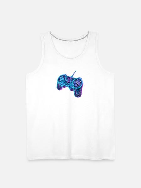 Futuristic Neon Wireframe Game Controller - Men's Premium Tank - white