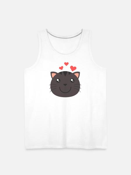Heartfelt Cat Face - Men's Premium Tank - white