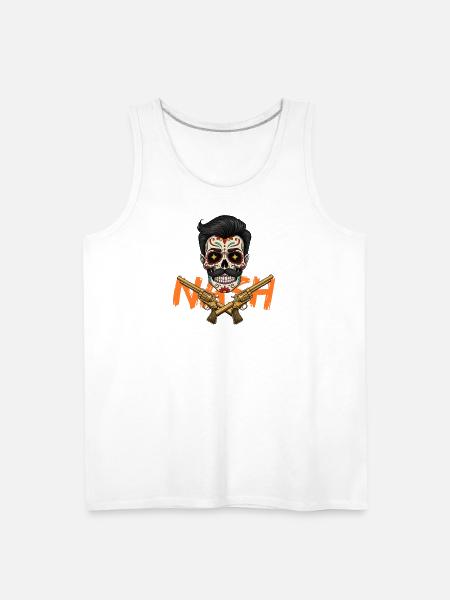 Sugar Skull Gunslinger Tee - Men's Premium Tank - white