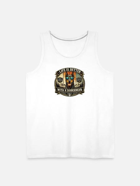 Doberman Loyalty Badge Illustration - Men's Premium Tank - white