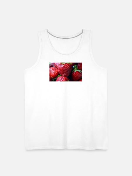 Crimson Strawberry Closeup - Men's Premium Tank - white