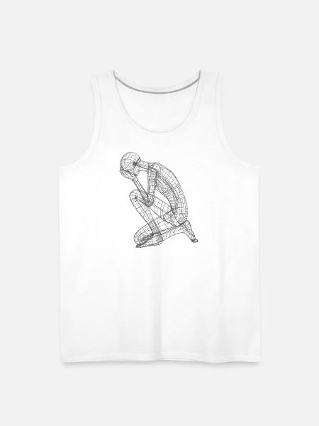 Kneeling Wireframe Figure - Men's Premium Tank - white