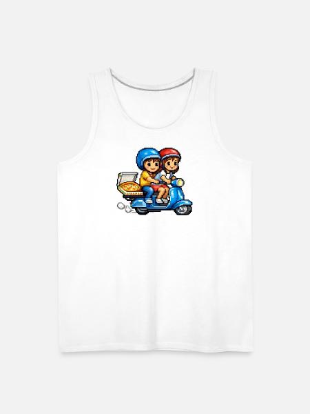 Boy and Girl on Vespa with Pizza! - Men's Premium Tank - white