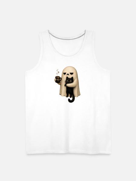 Meh Ghost and Cat Mug - Men's Premium Tank - white