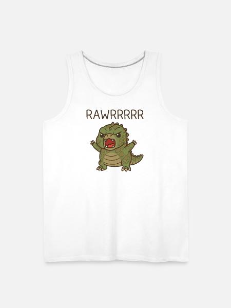 T Rex Funny Dinosaur Cartoon - Men's Premium Tank - white