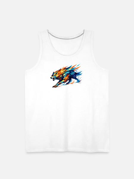 Prism Wolf in Fractal Fur - Men's Premium Tank - white