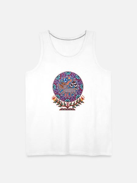 Native Huichol Peyote Deer - Men's Premium Tank - white