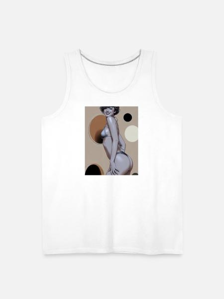 Retro Pinup Circle Print - Men's Premium Tank - white