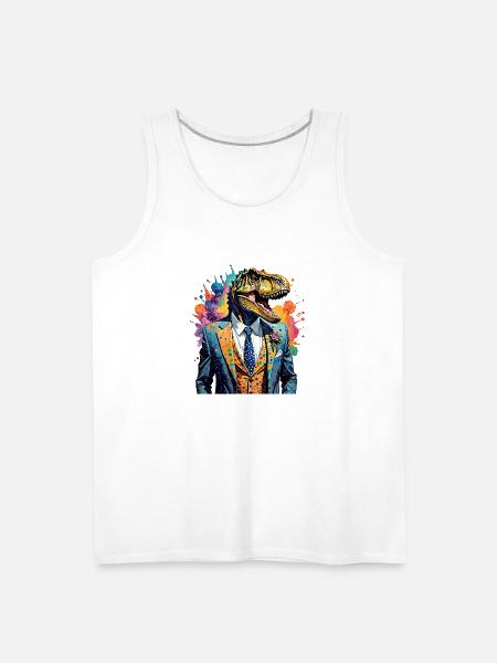 Dinosaur in suit - Men's Premium Tank - white