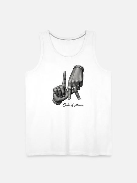 Code of Silence Grayscale Gesture - Men's Premium Tank - white