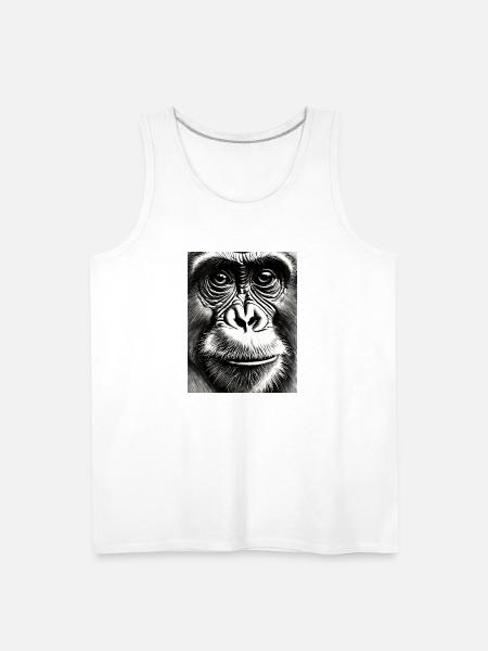 Chimp in Charcoal - Men's Premium Tank - white