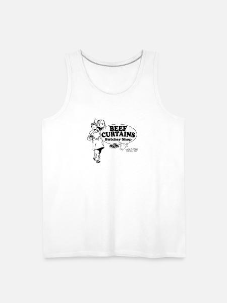 Beef Curtains Butcher Shop - Men's Premium Tank - white