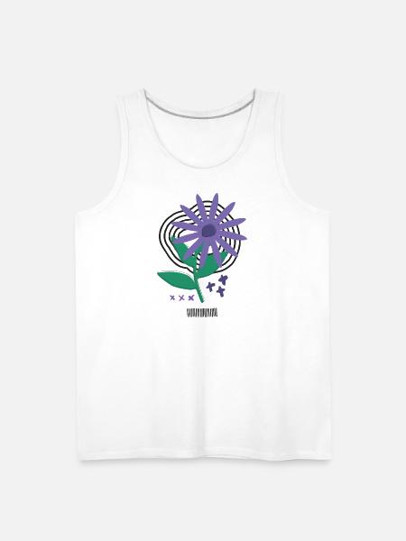 Bloom Code – Risograph Flower Art - Men's Premium Tank - white