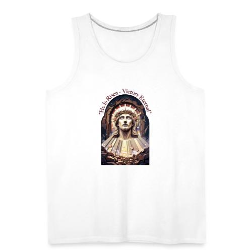 Easter He Is Risen Face of Christ T Shirt, Gift - Men's Premium Tank