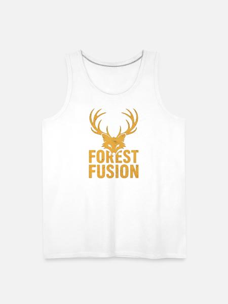 Forest Fusion Deer Embroidery Design - Men's Premium Tank - white