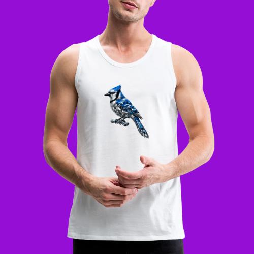 Silver Blue Jay on Perch - Men's Premium Tank